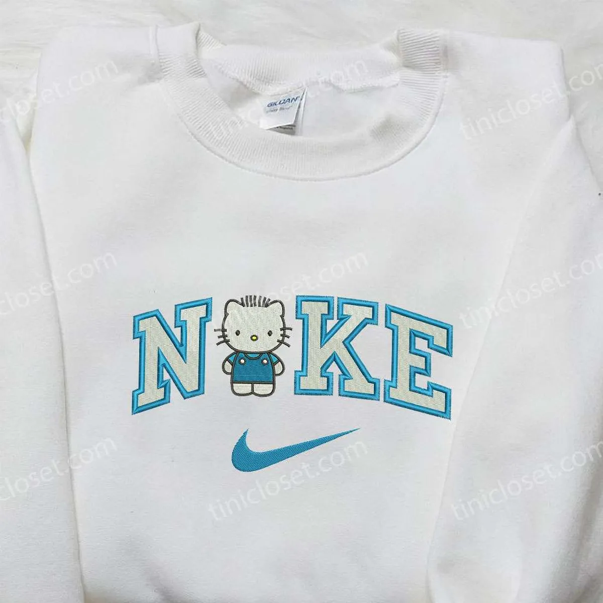 Blue Hello Kitty x Nike Embroidered Shirt, Nike Inspired Embroidered Sweatshirt, Best Gifts for Son