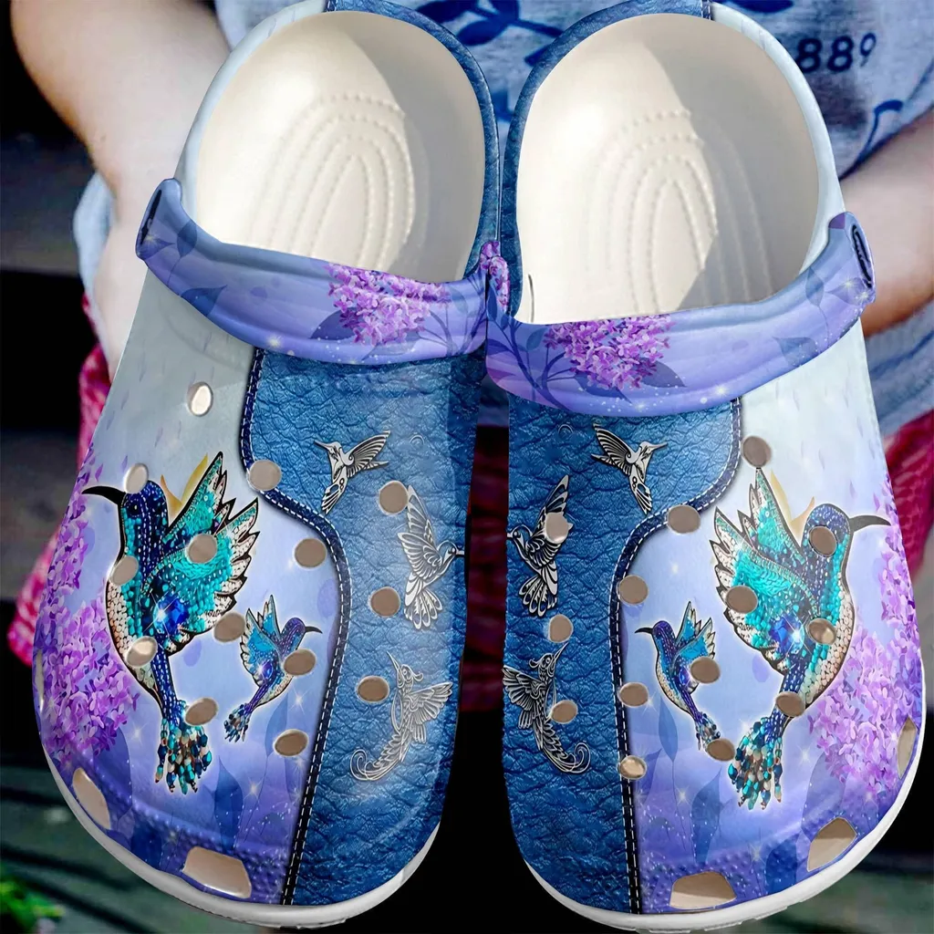 Blue Hummingbird Shoe - Beautiful Bird Clog Gift For Mothers Day