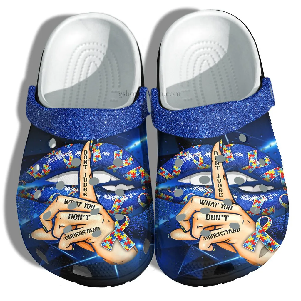 Blue Lip Autism Twinkle Crocs