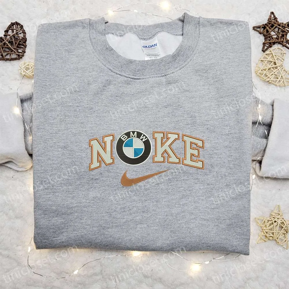 BMW Car x Nike Embroidered Sweatshirt, Transportation Embroidered Shirt, Nike Inspired Embroidered Shirt