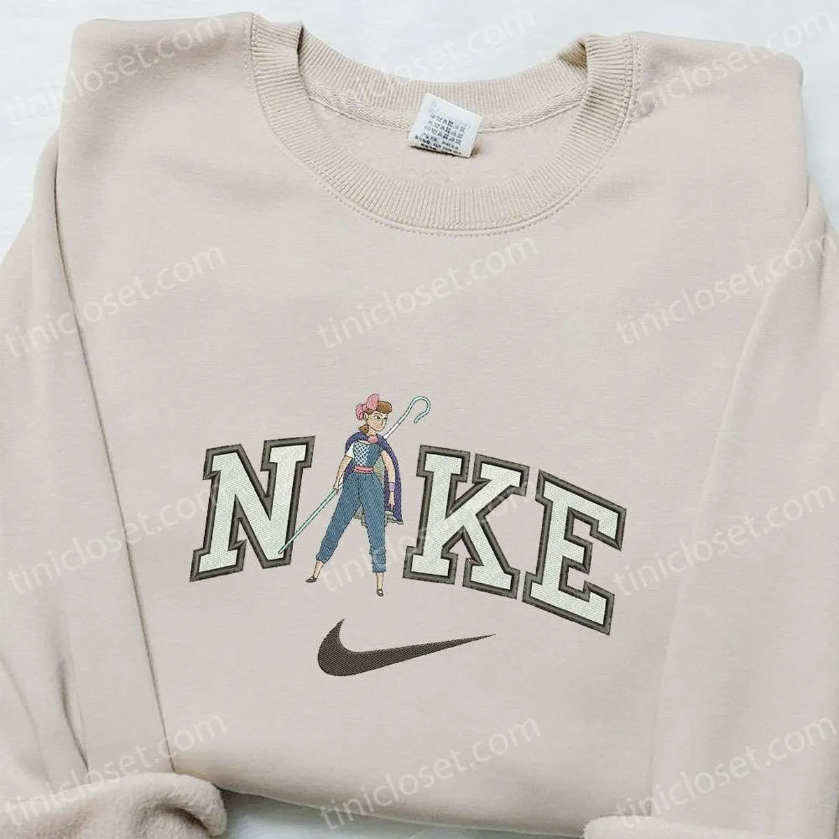 Bo Peep x Nike Cartoon Embroidered Sweatshirt, Toy Story Embroidered Shirt, Nike Inspired Embroidered Shirt