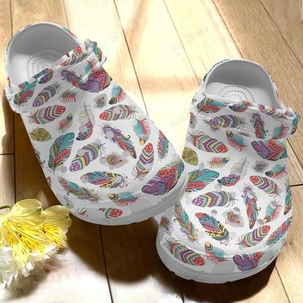 Boho Feathers Crocs Classic Clogs