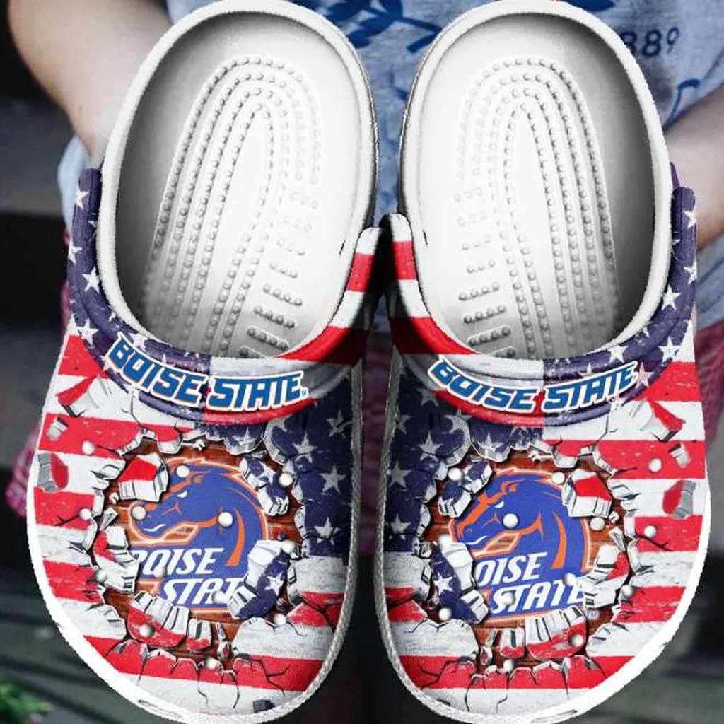 Boise State America Flag Crocs Crocband Clogs