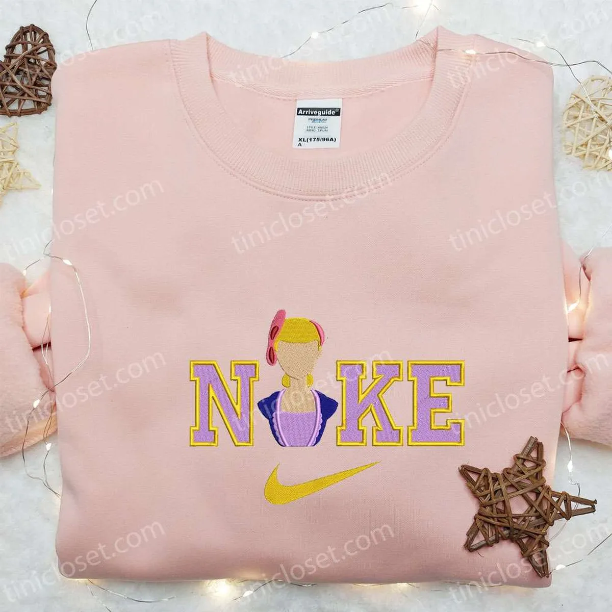 Boo Peep x Nike Cartoon Embroidered Sweatshirt, Disney Characters Embroidered Shirt, Best Gift Ideas for Family