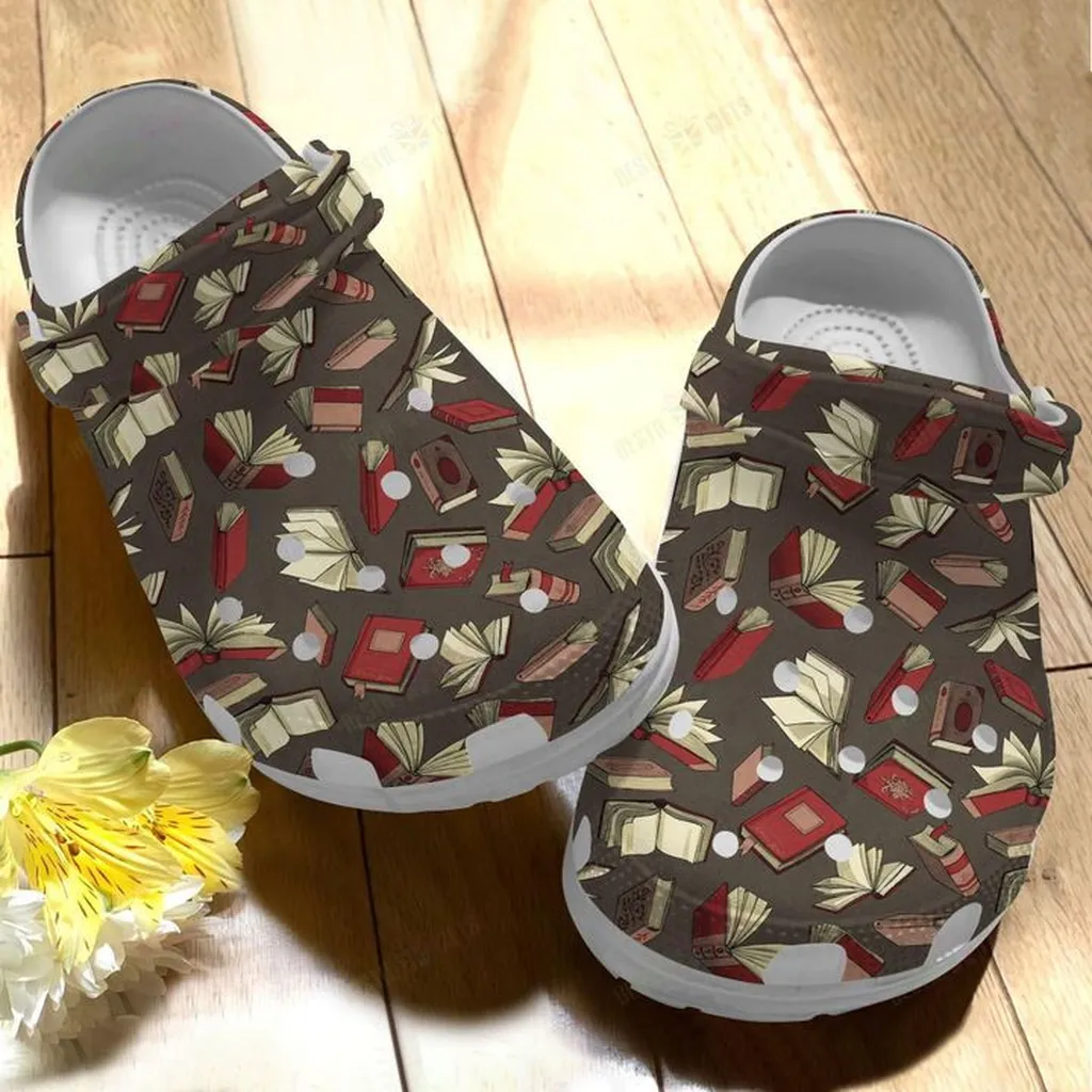 Book Storm Pattern Crocs, Personalized Crocs Classic Clogs