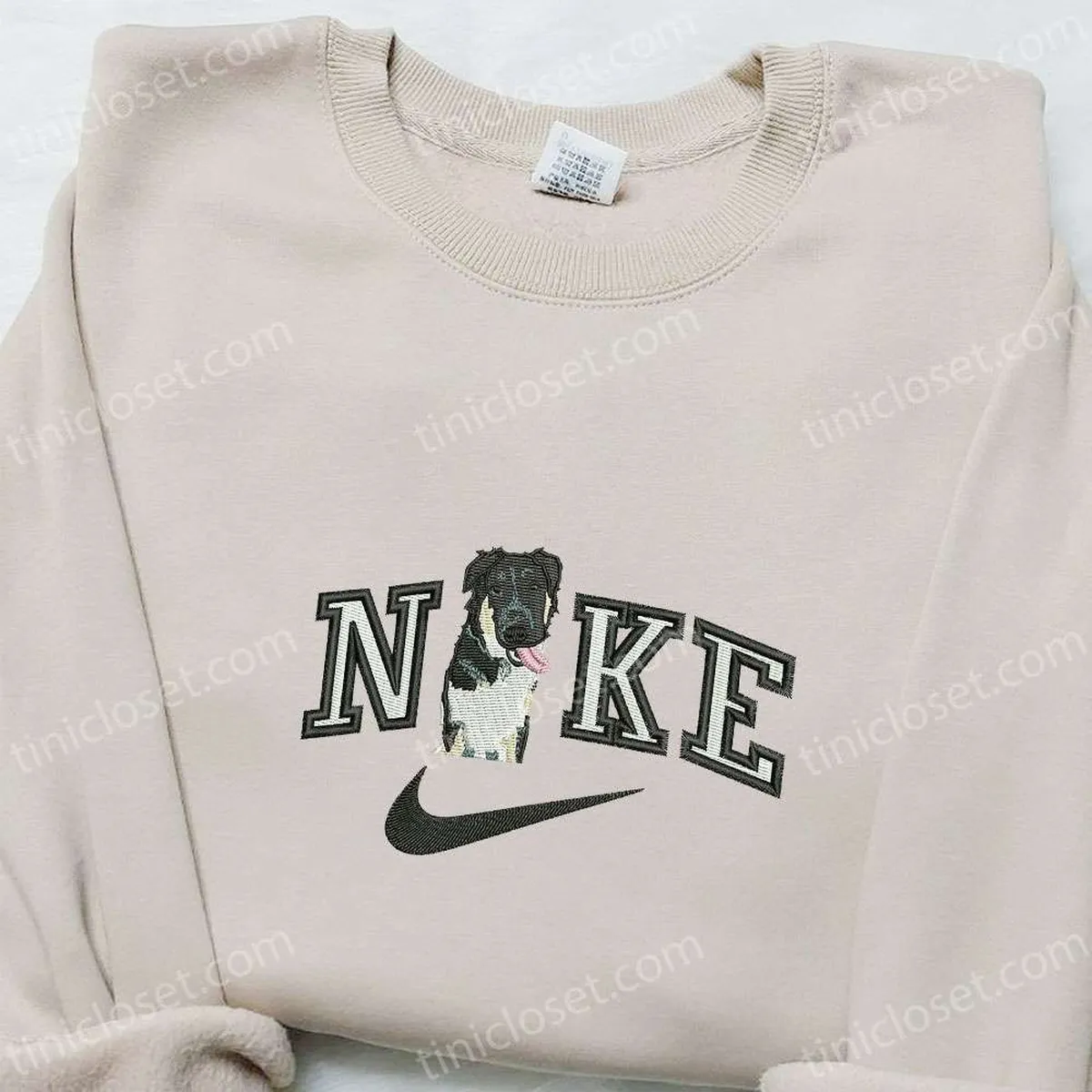 Border Collie Dog x Nike Embroidered Shirt, Animal Embroidered Hoodie, Nike Inspired Embroidered Sweatshirt