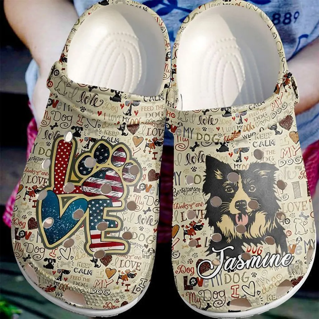 Border Collie Personalized Love Vintage Crocs Classic Clogs