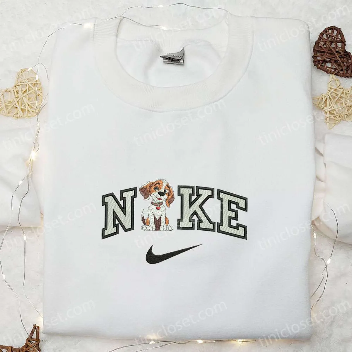 Border Collie Puppy x Nike Embroidered Shirt, Animal Embroidered Hoodie, Nike Inspired Embroidered Sweatshirt