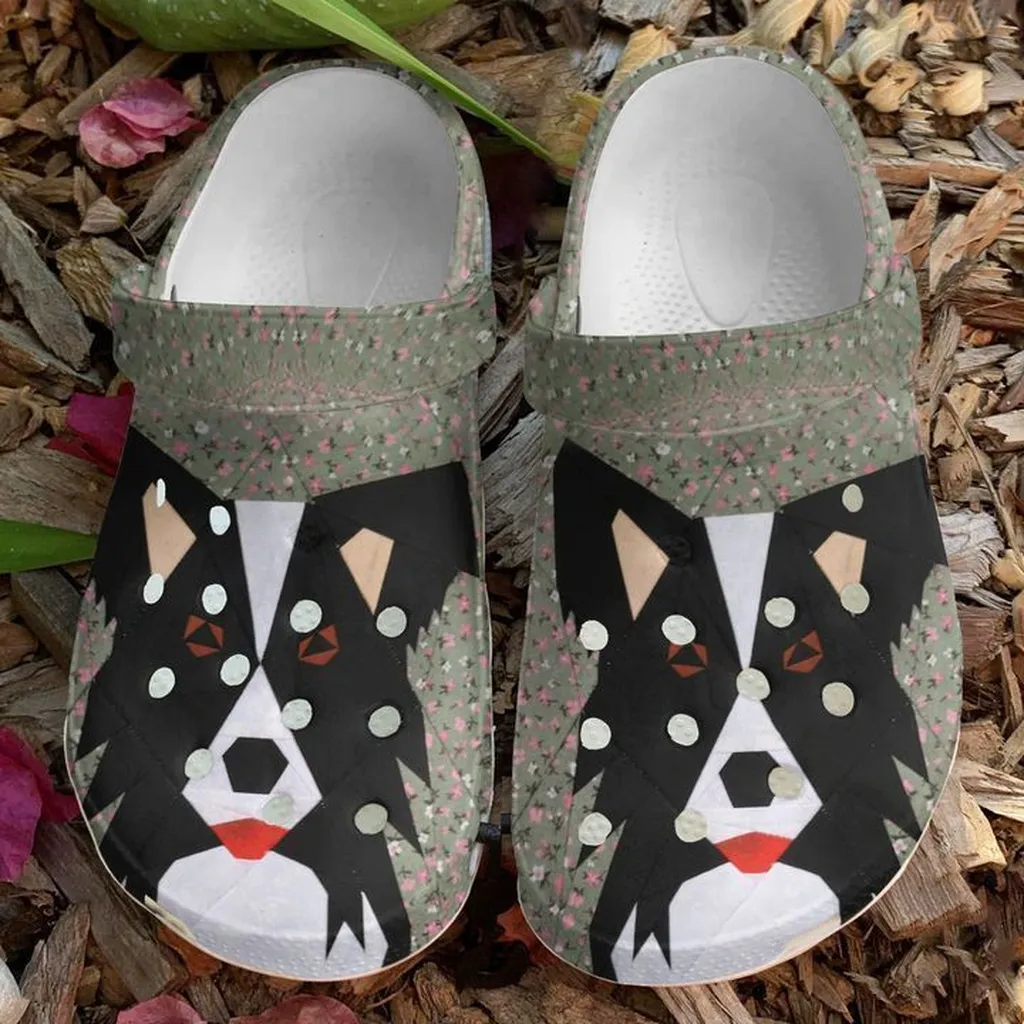 Border Collie Quilted Crocs Classic Clogs