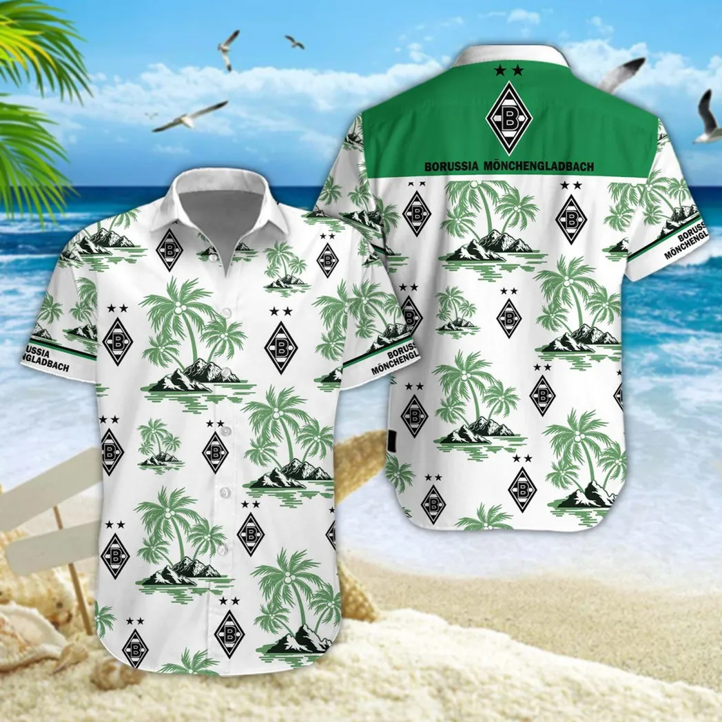 Borussia Monchengladbach Hawaiian Shirt Style Classic Oversized Hawaiian, Unisex Hawaiian Shirt Trending Summer