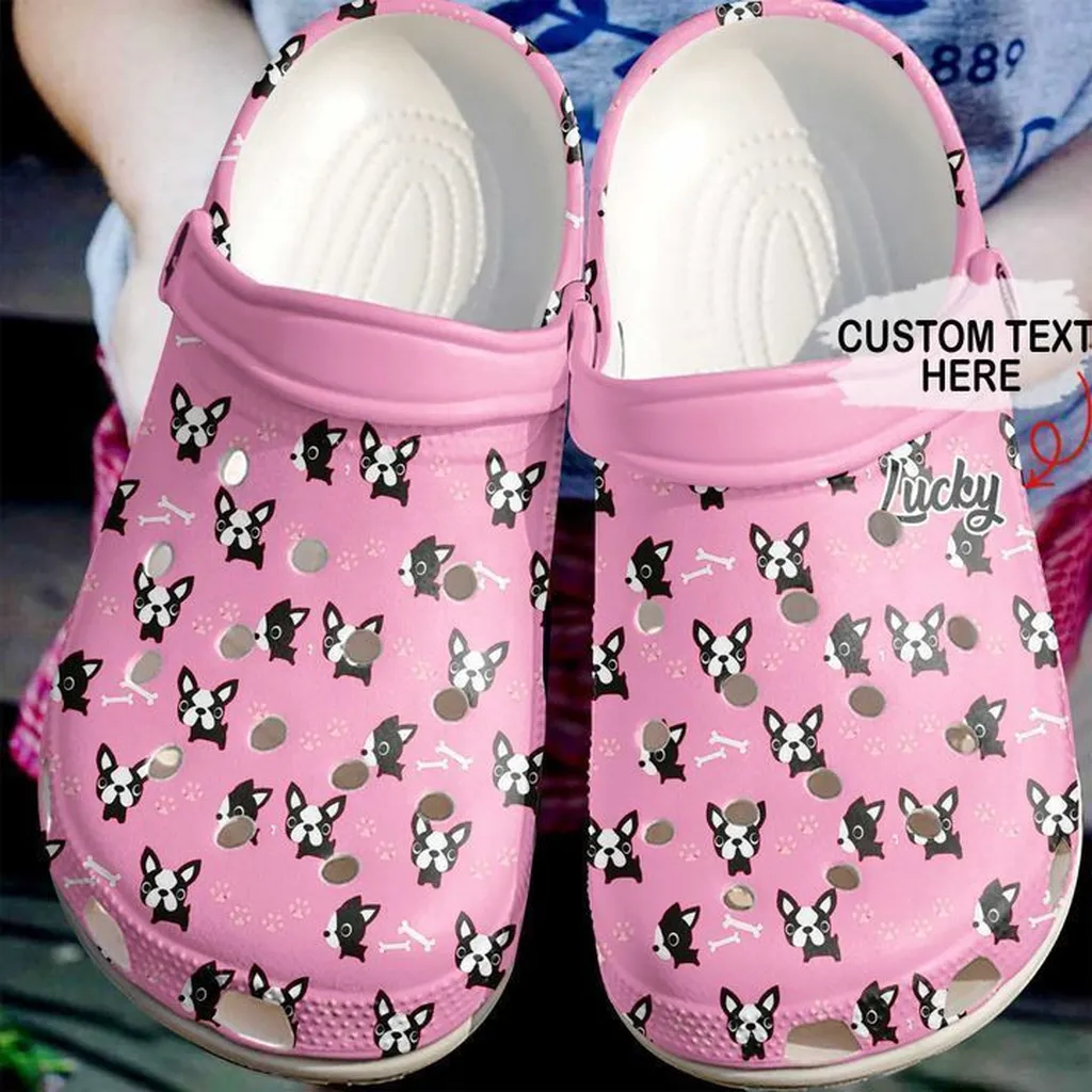 Boston Terrier Personalized Pattern Crocs Classic Clogs