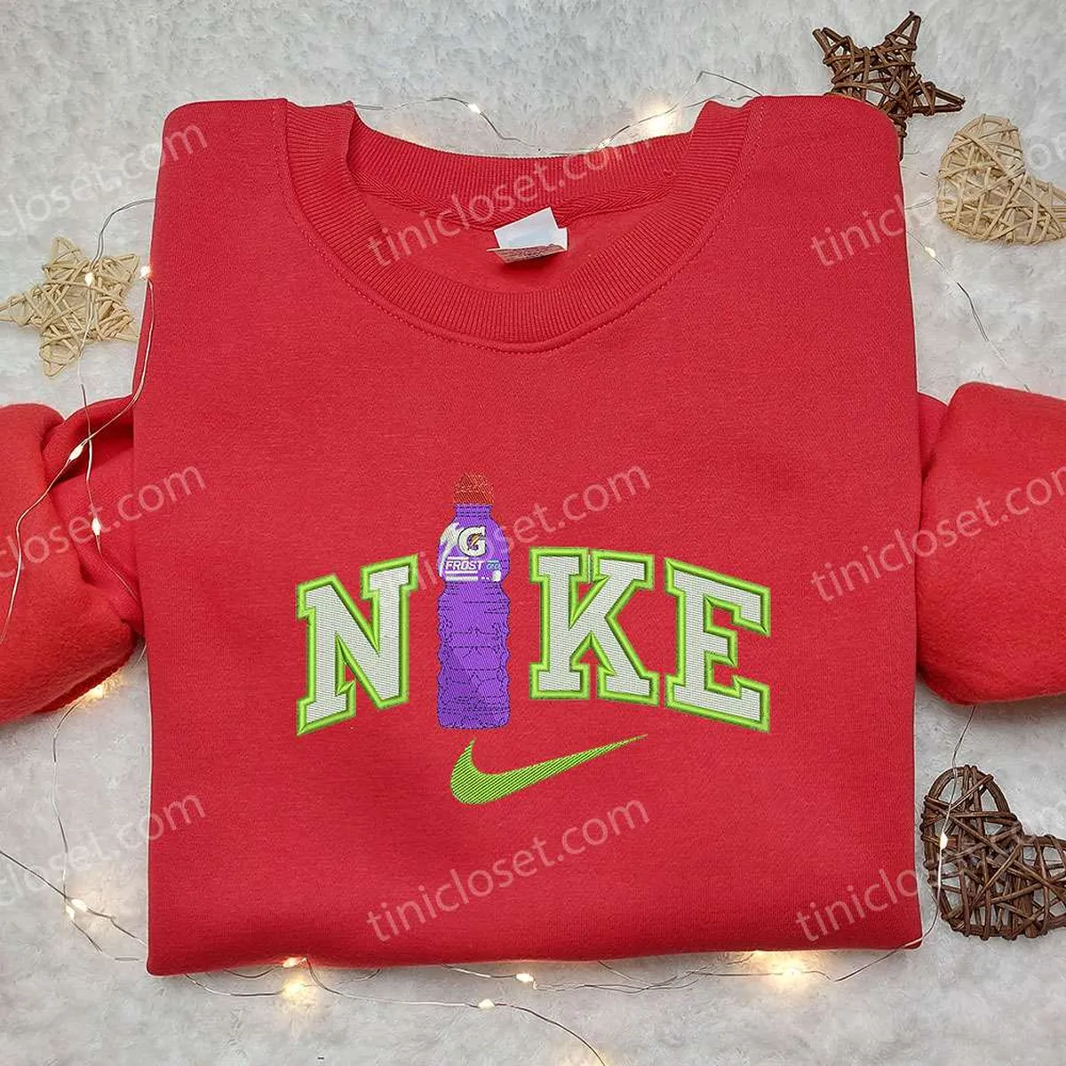 Bottle x Nike Embroidered Shirt, Gift For Son Embroidered Shirt, Custom Nike Embroidered Shirt