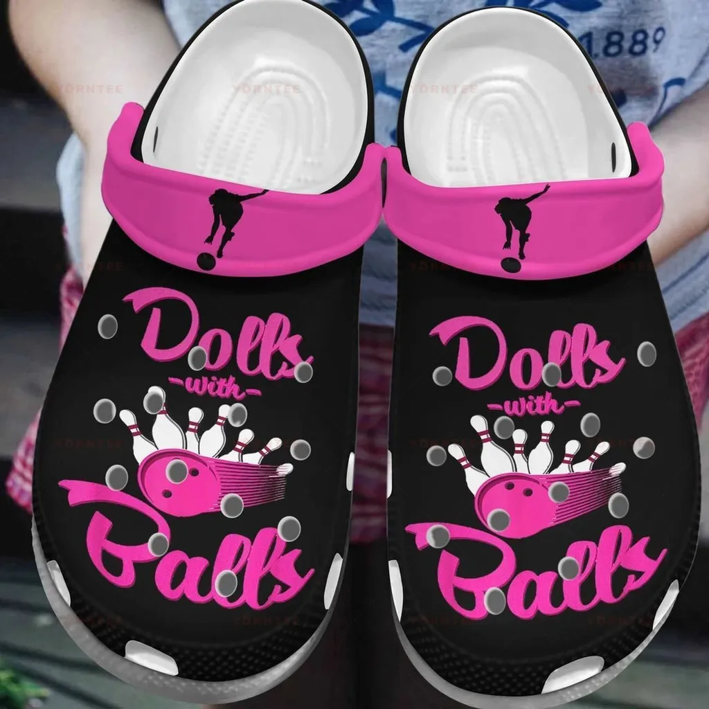 Bowling Dolls With Balls Gift For Lover Rubber Crocs Clog