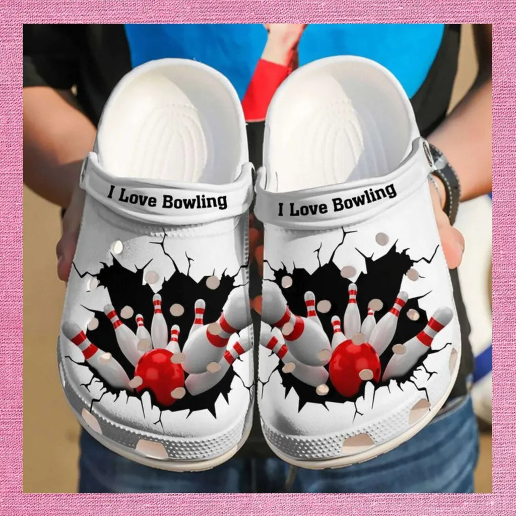 Bowling I Love Rubber For Men And Women Gift For Fan Classic Water Rubber Crocs Clog