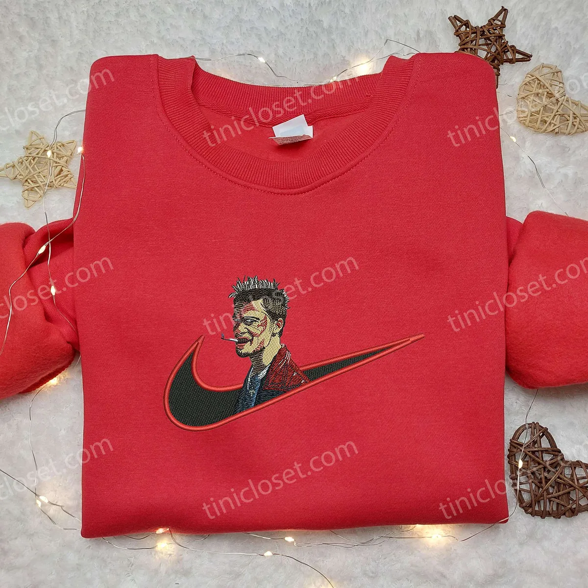 Brad Pitt x Nike Embroidered Shirt, Custom Nike Embroidered Shirt, Celebrity Embroidered Shirt