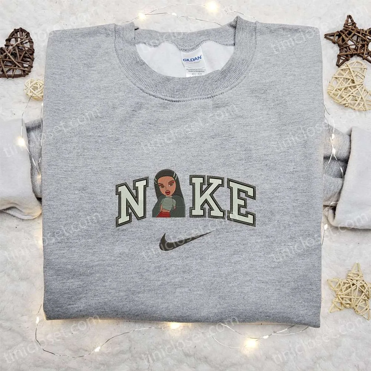 Bratz Doll x Nike Embroidered Sweatshirt, Cartoon Embroidered Hoodie, Best Gifts For Family