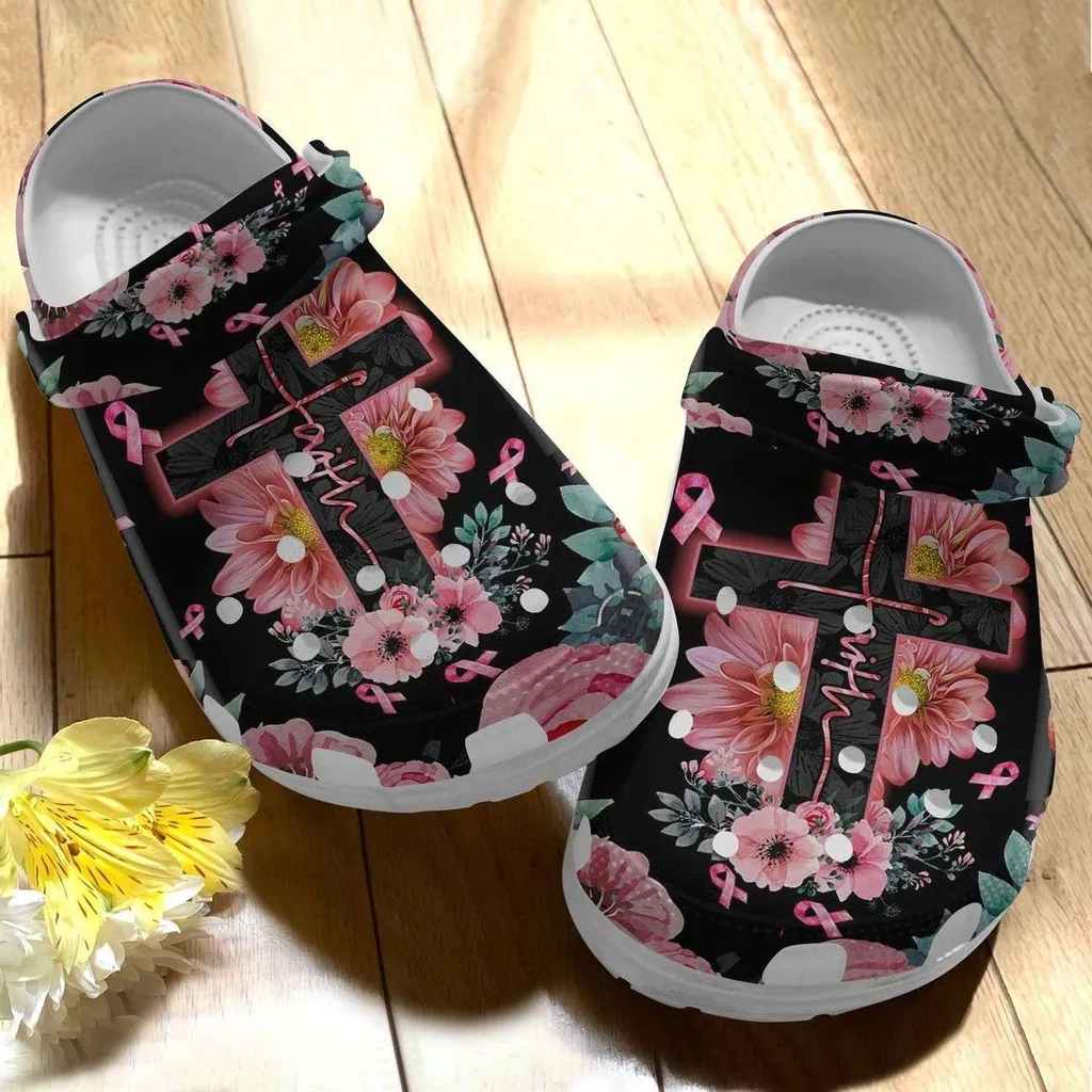 Breast Cancer Awareness Christian Cross Faith Crocs Crocband Clog