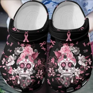 Breast Cancer Awareness Floral Crocs Classic Clogs