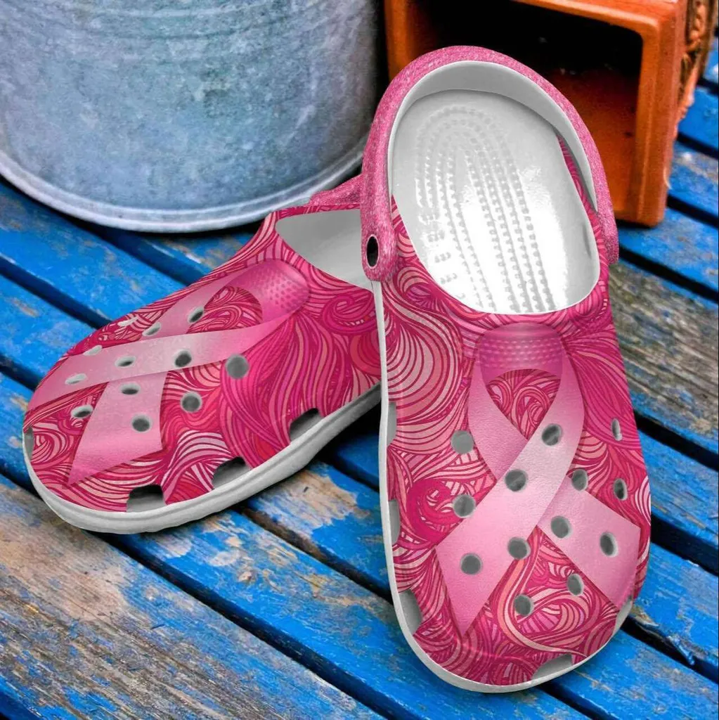 Breast Cancer Awareness Ribbon Crocs Crocband Clog