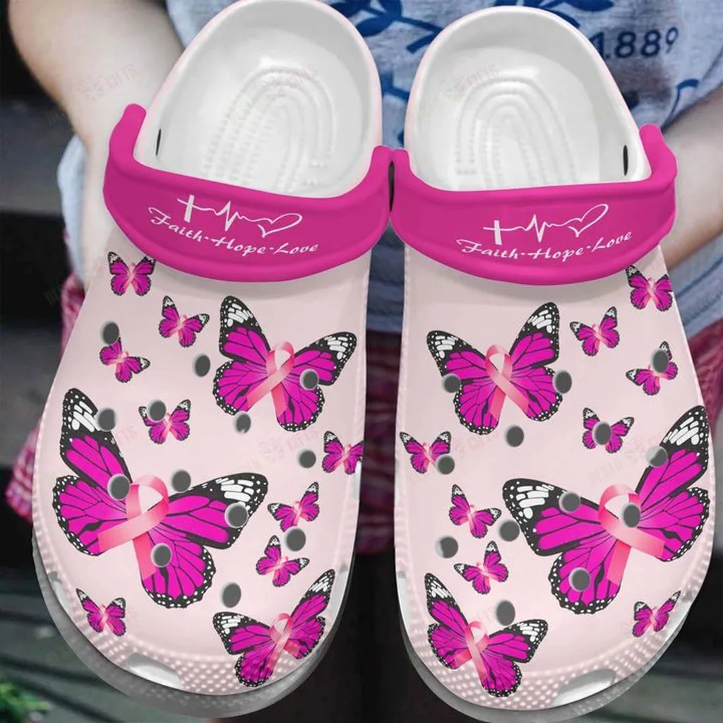 Breast Cancer Faith Hope Love Crocs Classic Clogs