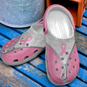 Breast Cancer Zip Line Crocs Crocband Clog