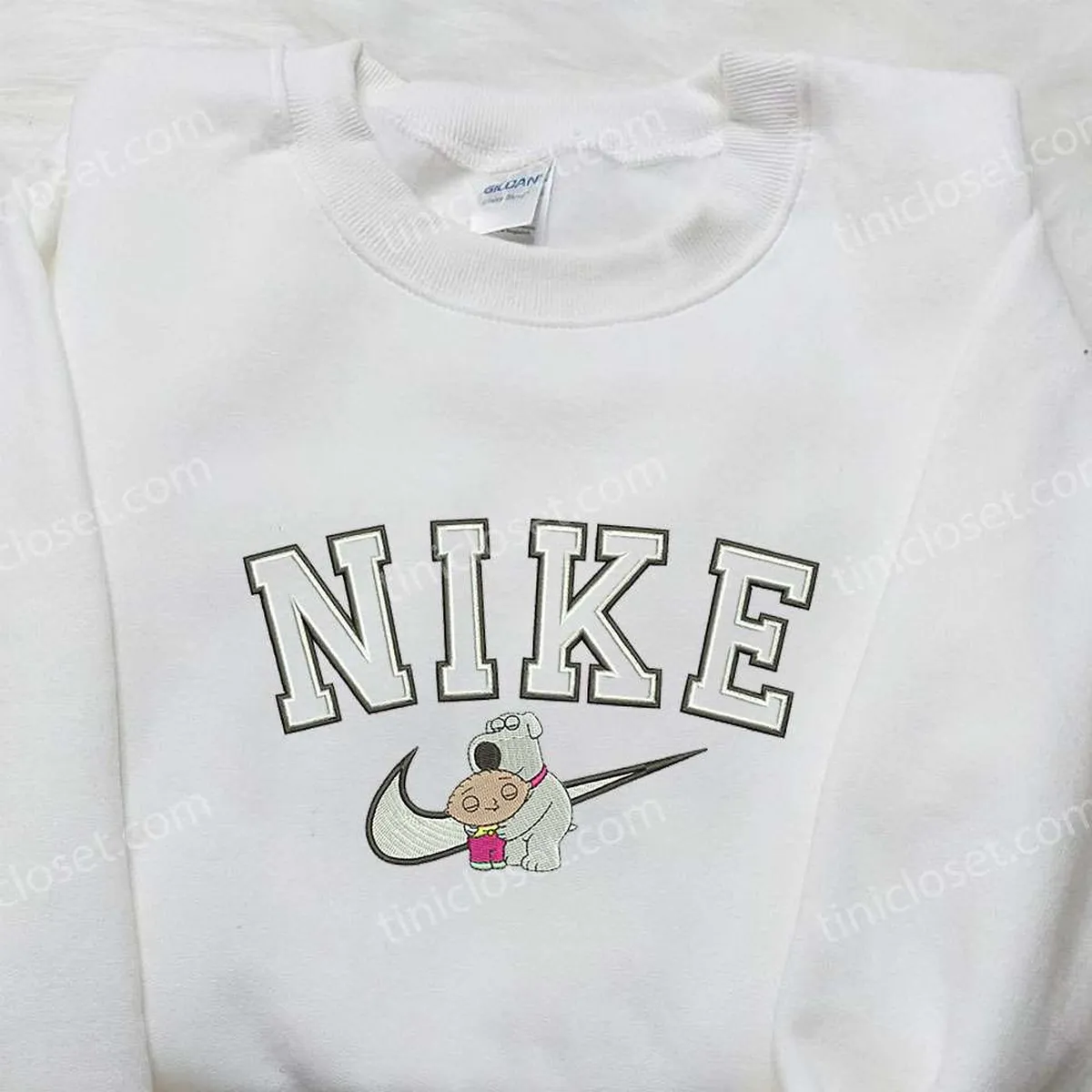 Brian and Stewie x Nike Embroidered Sweatshirt, Family Guy Cartoon Embroidered Shirt, Nike Inspired Embroidered Shirt