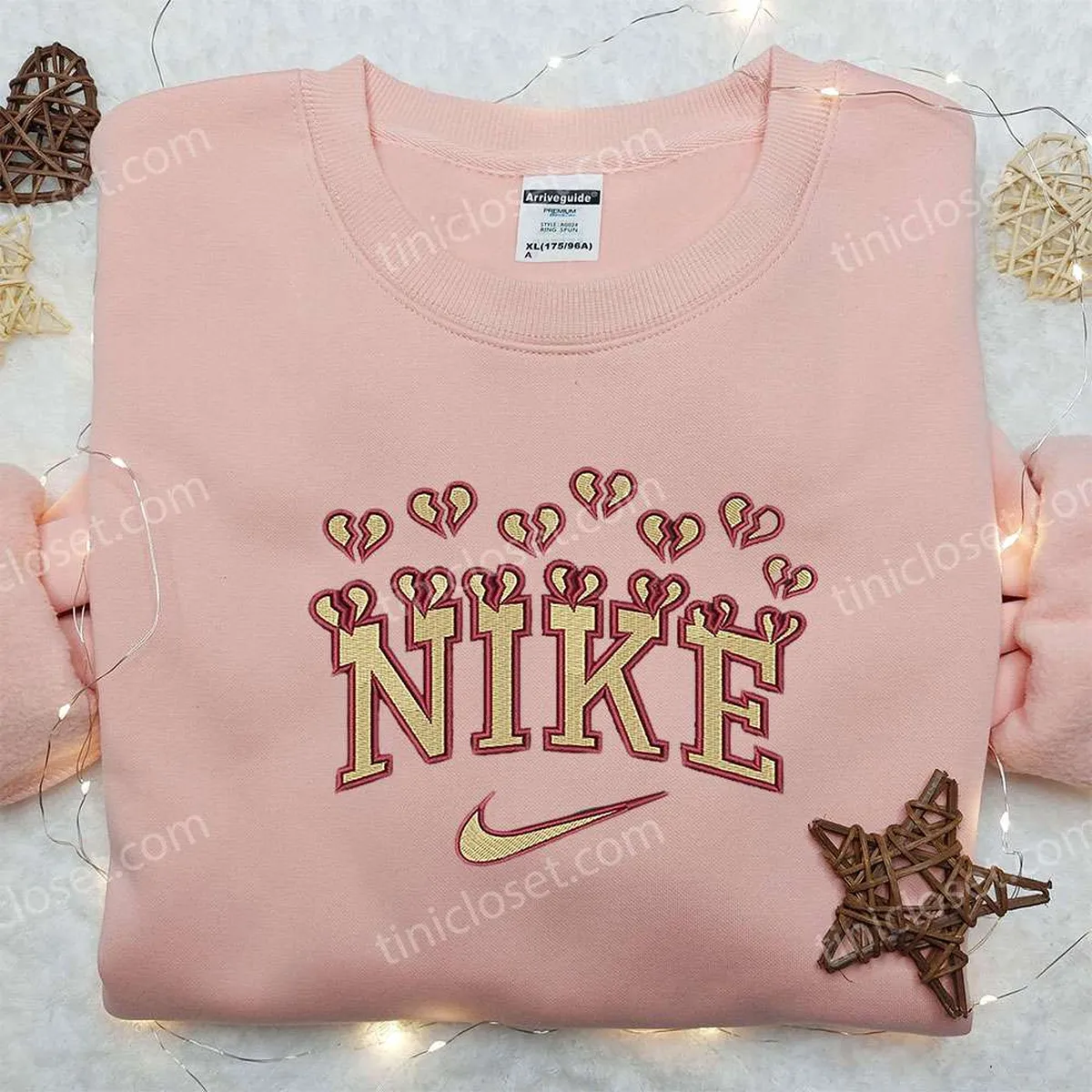 Broken Heart x Nike Embroidered Sweatshirt, Nike Inspired Embroidered Shirt, Best Valentine? Day Gift Ideas