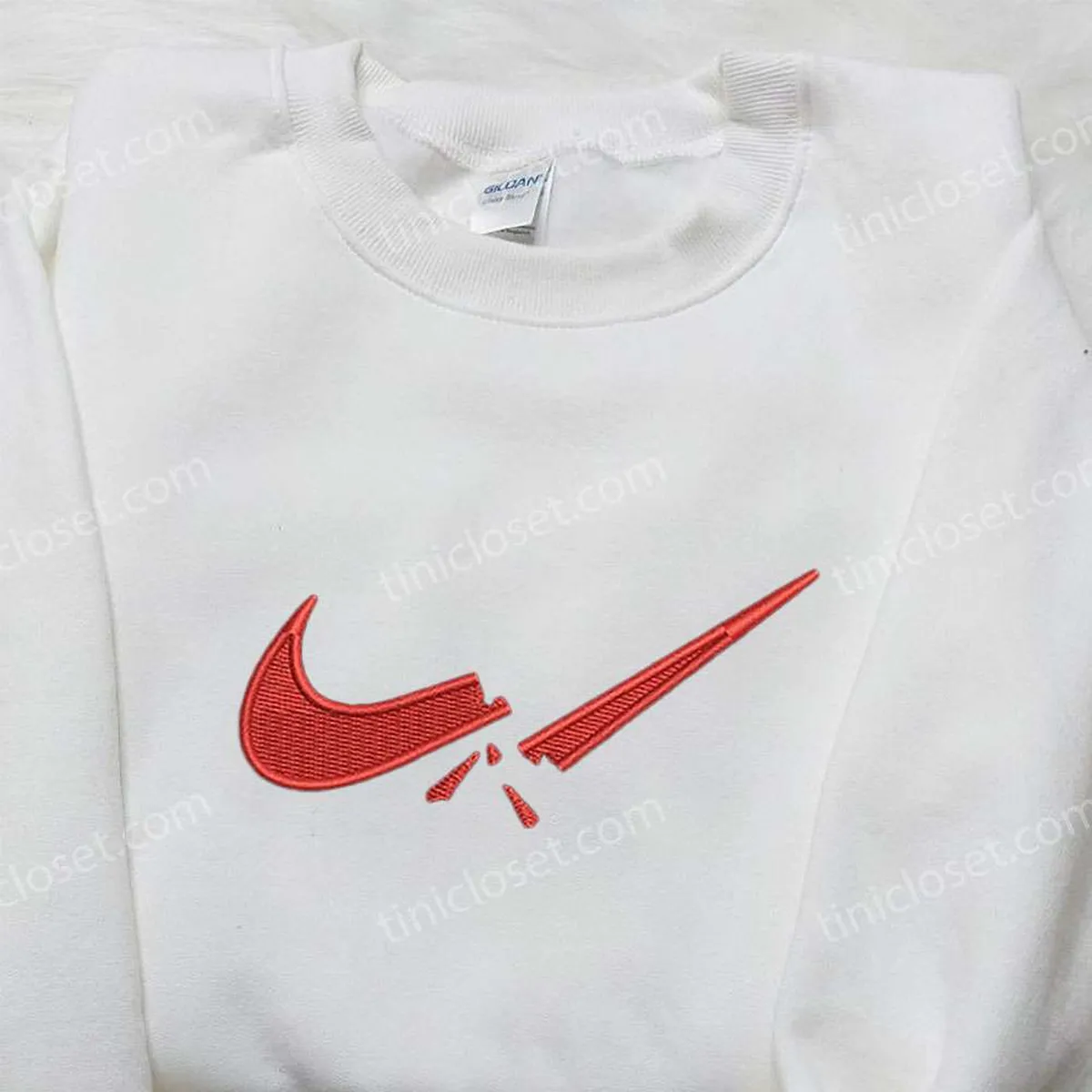 Broken x Nike Swoosh Embroidered Sweatshirt, Nike Inspired Embroidered Shirt, Best Birthday Gift Ideas