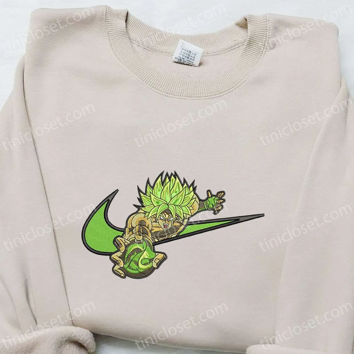 Broly x Nike Swoosh Anime Embroidered Shirt, Dragon Ball Embroidered Shirt, Nike Inspired Embroidered Shirt