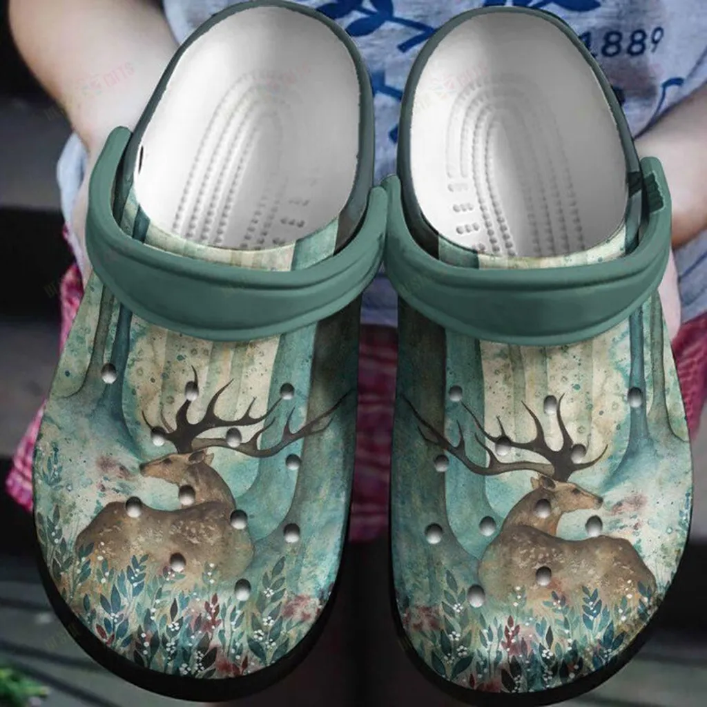 Brown Deer Flying Beside Tree Crocs Classic Clogs