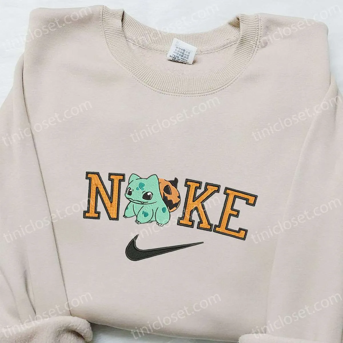 Bulbasaur Pumpkin x Nike Anime Embroidered Sweatshirt, Halloween Embroidered Shirt, Best Halloween Gift Ideas