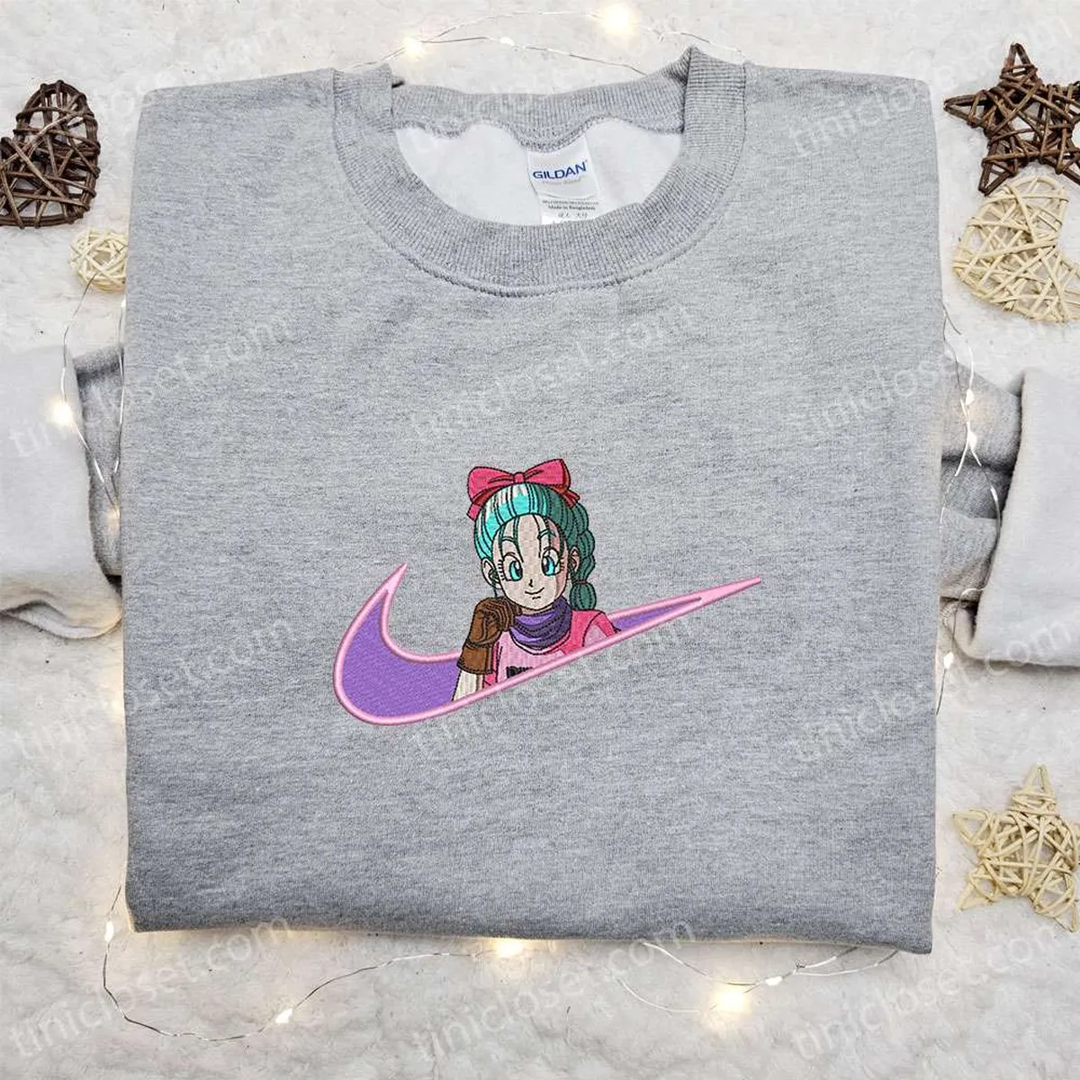 Bulma x Nike Swoosh Anime Embroidered Shirt, Dragon Ball Embroidered Shirt, Nike Inspired Embroidered Shirt