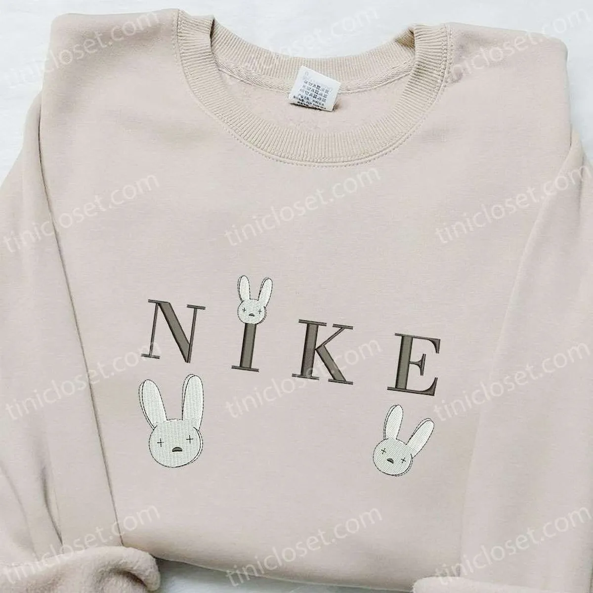 Bunny x Nike Embroidered Shirt, Animal Embroidered Shirt, Nike Inspired Embroidered Shirt