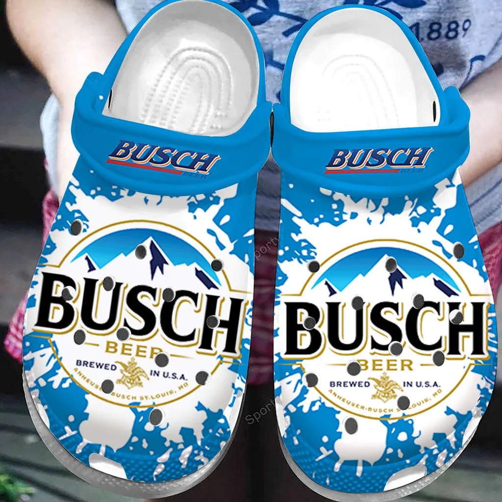 Busch Beer Brewed In Usa Blue Clogs