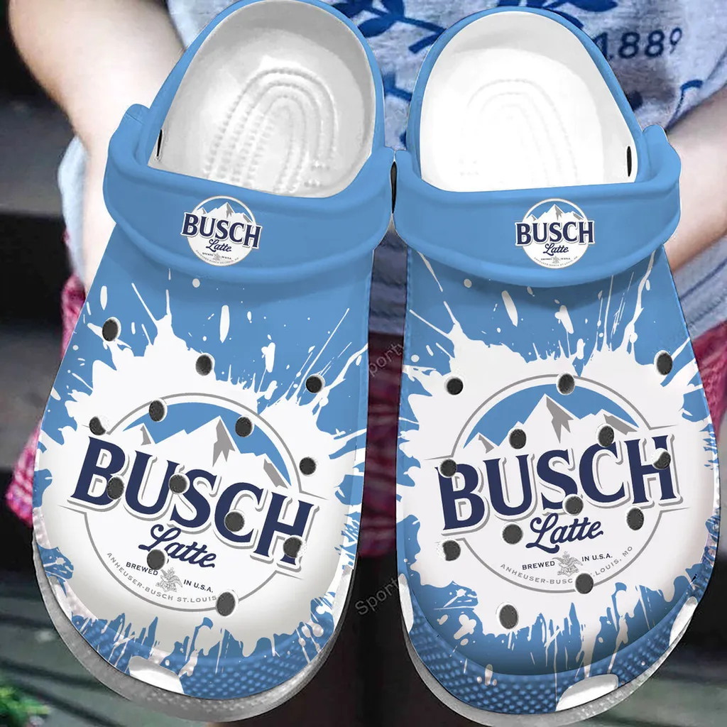 Busch Latte Brewed In Usa Blue Clogs