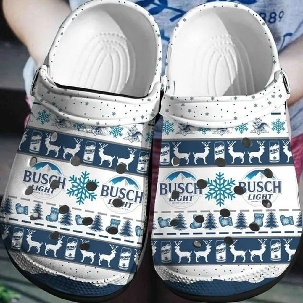 Busch Light Beer Christmas Pattern Crocs Crocband Clog