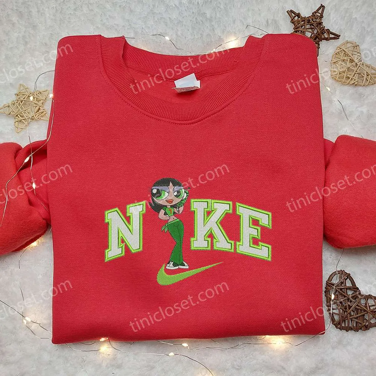 Buttercup x Nike Embroidered Sweatshirt, The Powerpuff Girls Embroidered Shirt, Nike Inspired Embroidered Shirt