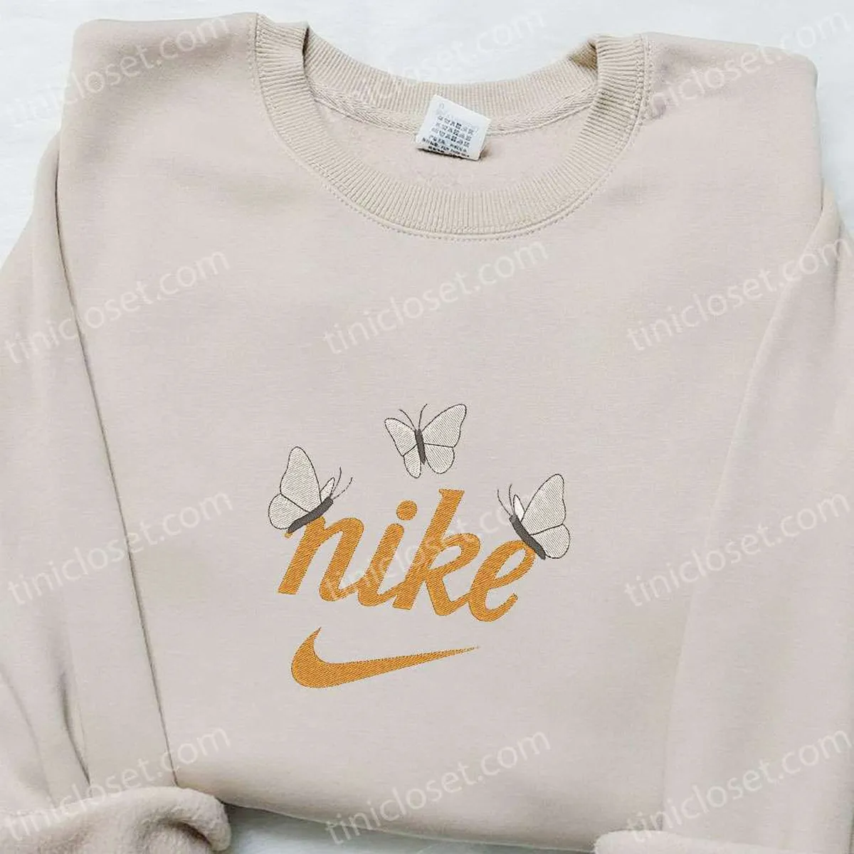 Butterflies x Nike Embroidered Sweatshirt, Animal Embroidered Shirt, Best Gift Ideas for Family