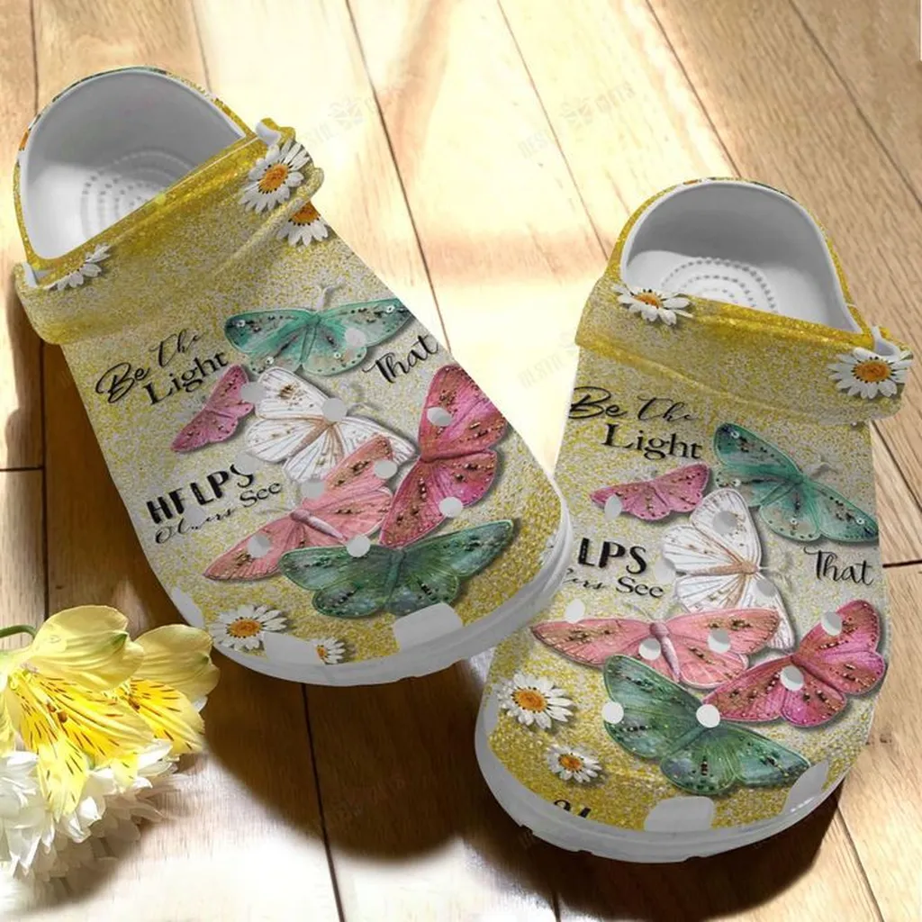 Butterfly Be The Light That Helps Others See Crocs, Personalized Crocs Classic Clogs