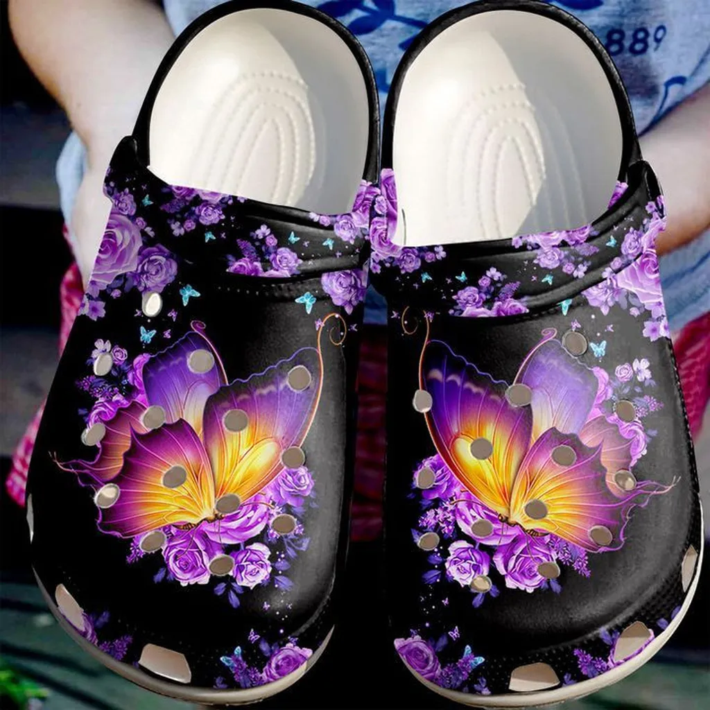 Butterfly Beautiful Crocs Crocband Clog Comfortable For Mens Womens Classic Clog Water