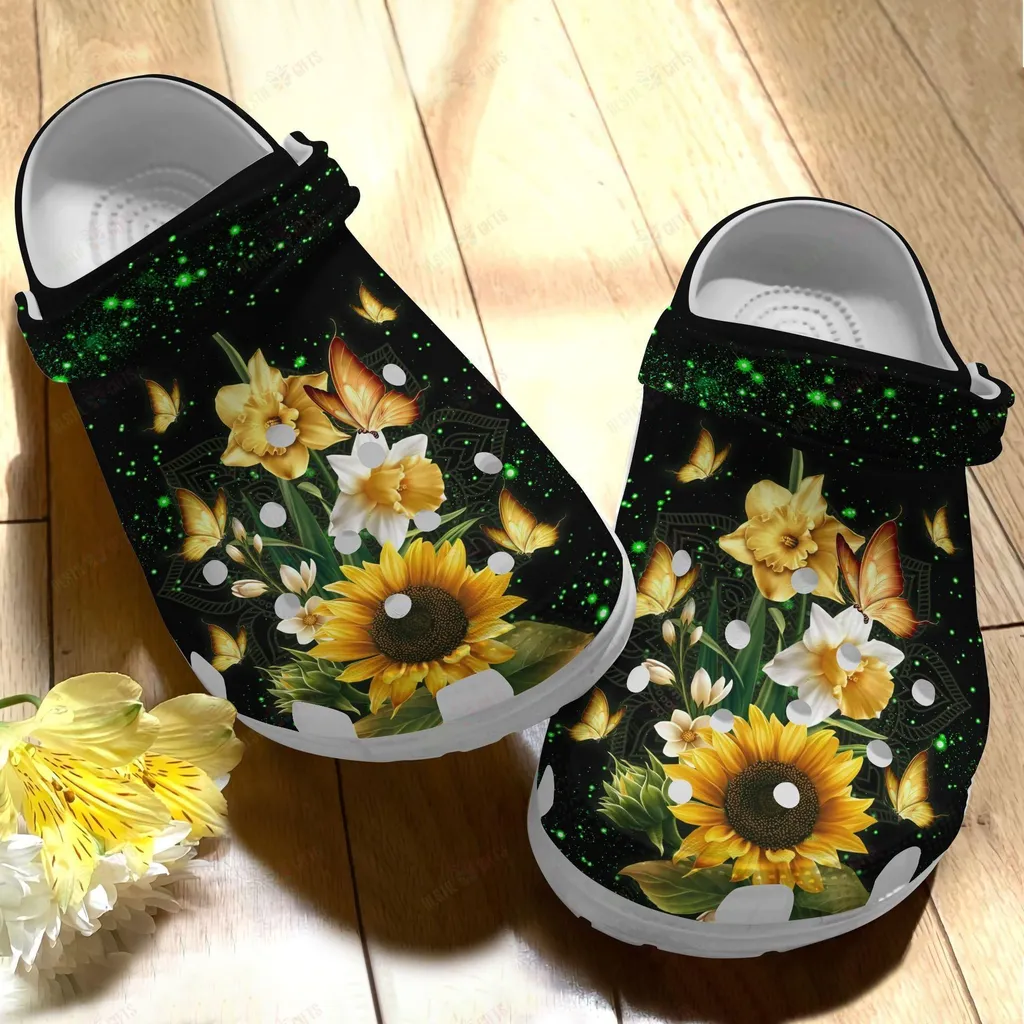 Butterfly Crocs Classic Clog Whitesole Beautiful Butterflies