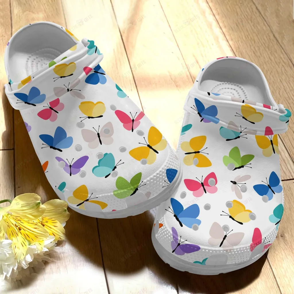 Butterfly Crocs Classic Clog Whitesole Butterfly Collection