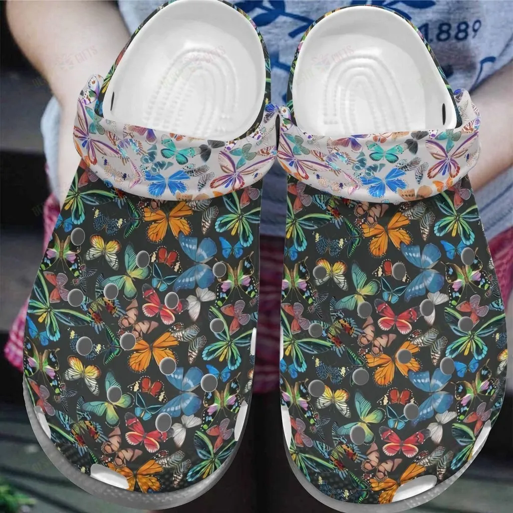 Butterfly Crocs Classic Clog Whitesole Colorful