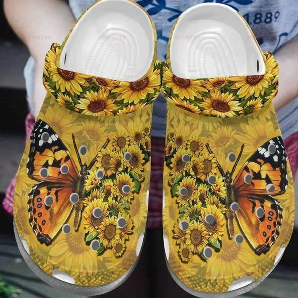 Butterfly Flower 5 Gift For Lover Rubber Crocs Clog