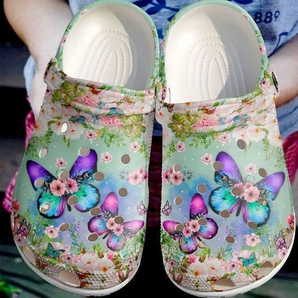 Butterfly Flower Rubber Crocs Clog