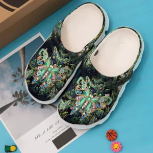 Butterfly Green Twinkle Butterflies Crocs Crocband Clog Comfortable For Mens Womens Classic Clog Water