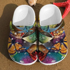 Butterfly Illusion Art Watercolor Rubber Crocs Clog