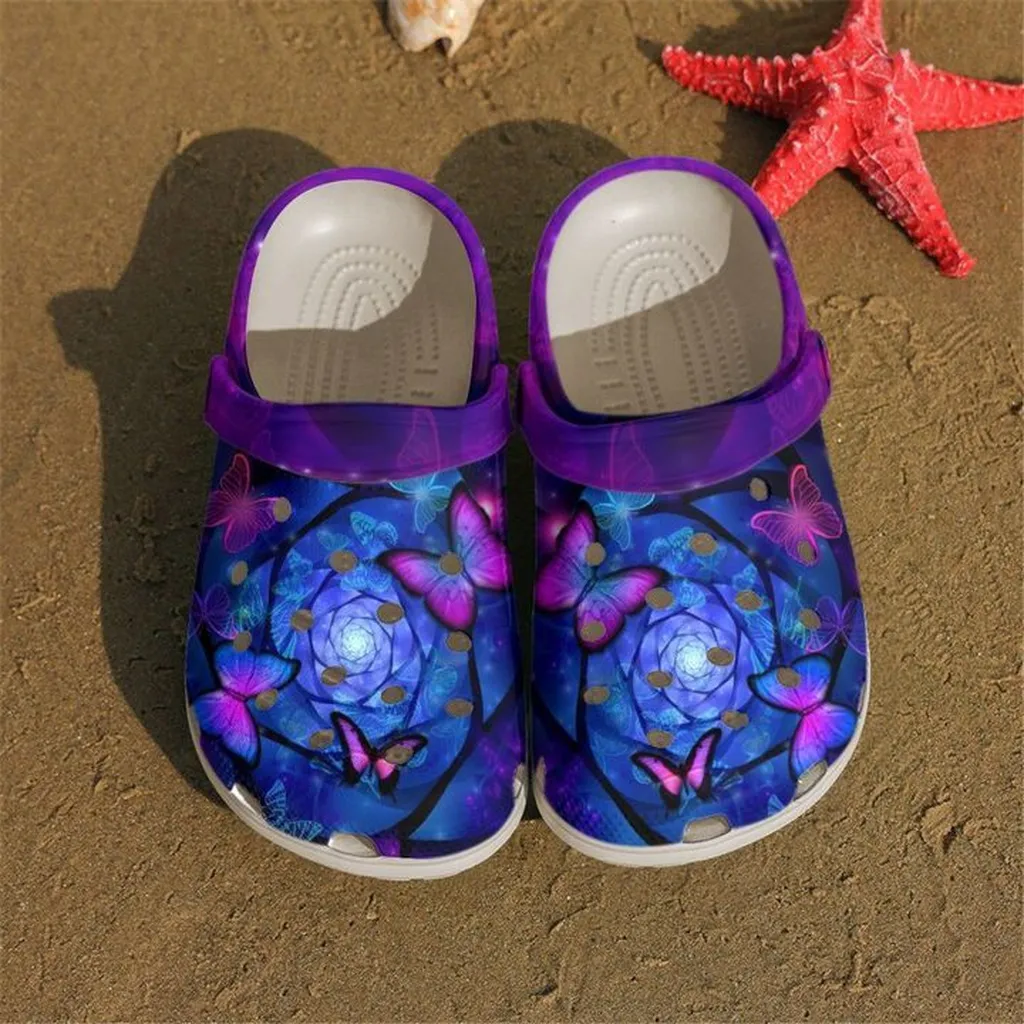 Butterfly Magical Purple Butterflies Crocs Crocband Clog Comfortable For Mens Womens Classic Clog Water