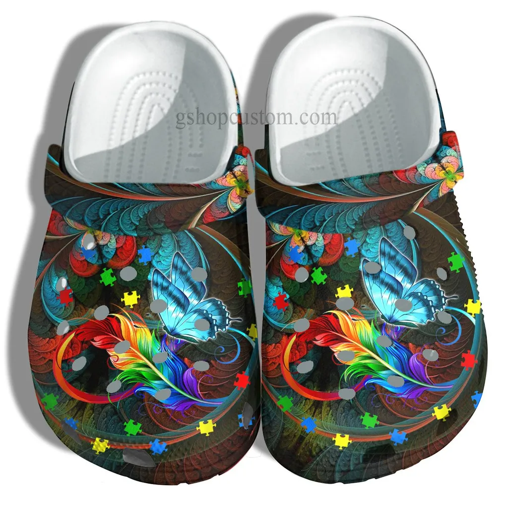 Butterfly Memory Rainbow Feather Crocs