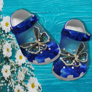 Butterfly Metal Twinkle Blue Flower Croc